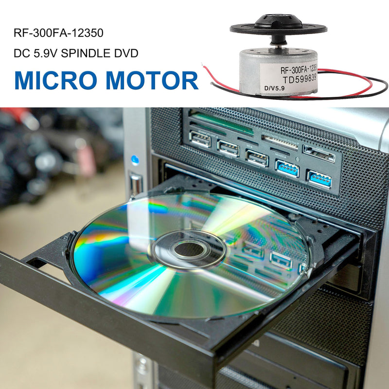 [Australia - AusPower] - uxcell Metal RF-300FA-12350 DC 5.9V Spindle DVD Micro Motor, 2.4 x 1.2cm for DVD CD Player, 1 Pcs Silver Black 