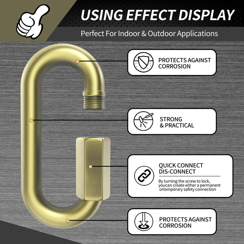 [Australia - AusPower] - 2.3" Chain Quick Links, 5 Pcs 1/4" Marine Grade Screw Chain Links, Large Opening Chain Connector Chain Coupler, 900 Lbs Capacity 2.3 Inch, 5 Pack 