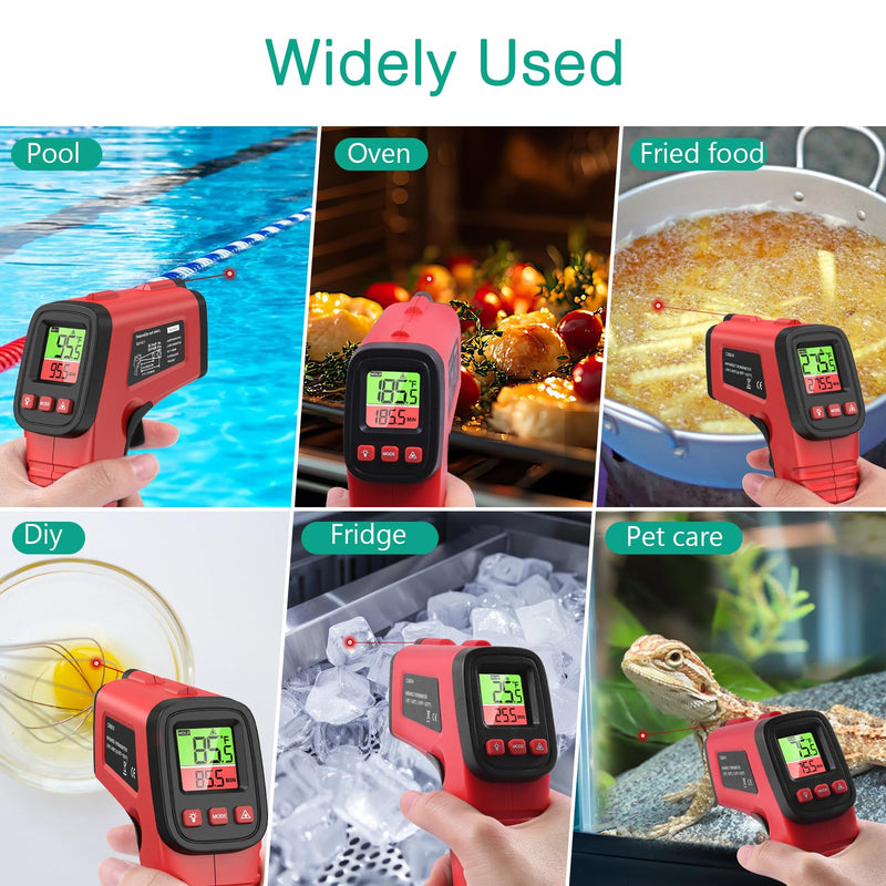 [Australia - AusPower] - ORIA Digital Infrared Thermometer, Surface Thermometer for Cooking, -58℉ to 1022℉ Non Contact Temperature Gun with Backlight, Max/Min, Adjustable Emissivity, for Griddle Pizza Oven BBQ, Not for Human 