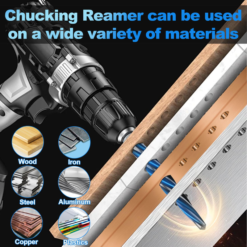 [Australia - AusPower] - 1/2" Bridge Construction Tapered Reamer Drill Bit,M2 HSS Chucking Reamer with 1/2" Non-Slip Handle,12mm-5 Spiral Edge Design Car Reamer for Steel, Alloy,Wood,Plastic,for aligning or enlarging Holes 1/2 in 