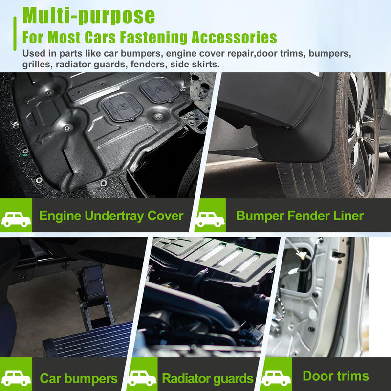 [Australia - AusPower] - mxuteuk 50PCS 1/4 U-Nut Clips & Hex Head Automotive Body Fender Bolts Kit,for Most Cars Fender,Engine Undertray Cover, Engine Cover & Bumper Fender Liner 
