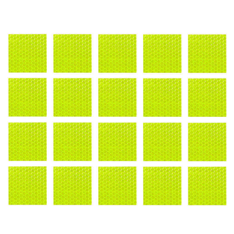 20 Pcs Reflective Stickers, 1.97"x1.97" Square Shape Safety Tape Reflector Universal for Cars Trucks Trailers Waterproof PET Fluorescent Yellow Green