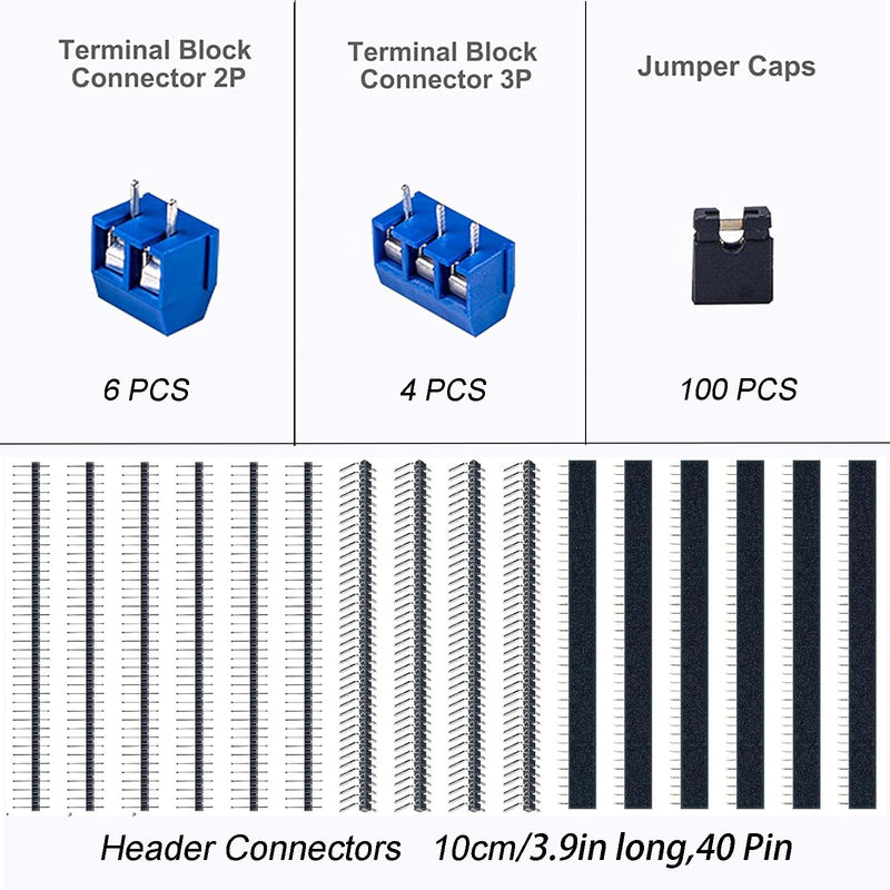 [Australia - AusPower] - 174-Piece PCB Circuit Board Prototype Kit, Double-Sided Perf Boards in 6 Sizes (Large, Medium, Small), Compatible with Arduino, Includes 40-Pin 2.54mm Male and Female Headers 