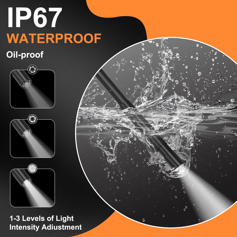 Endoscope Camera with Light, 5.5mm Waterproof Borescope with 4.3" HD Screen, 16.5ft Semi-Rigid Cable for Automotive, Plumbing, Pipe Inspection 4.3IN-16.5FT