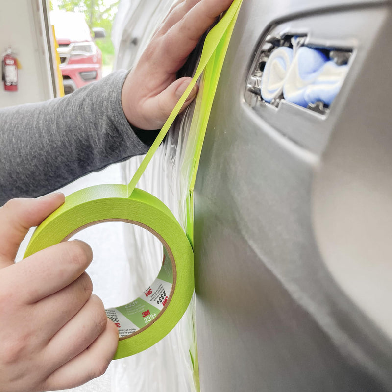 3M Scotch 233+ Crepe Paper Automotive Refinish Performance Masking Tape, 250 degree F Performance Temperature, 25 lbs/in Tensile Strength, 60.15 yds Length x 1/2" Width, Green