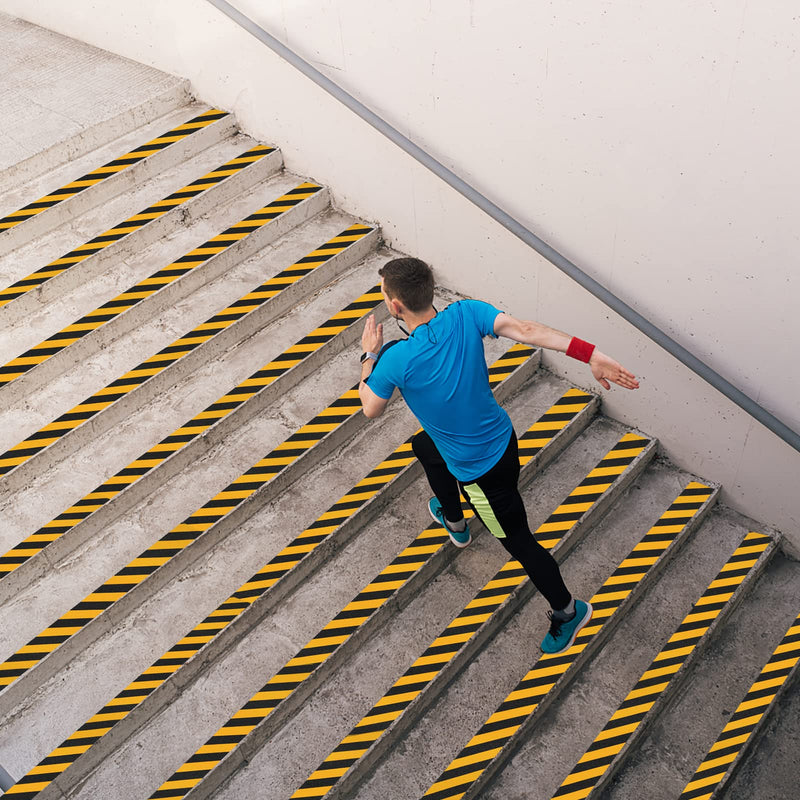 Anti Slip Tape 2in x 32ft Black and Yellow, Heavy Duty Grip Tape for Stairs, Steps, Ramps, Industrial Floors, Waterproof Non-Slip Safety Traction Tape for Indoor & Outdoor Hazard Warning