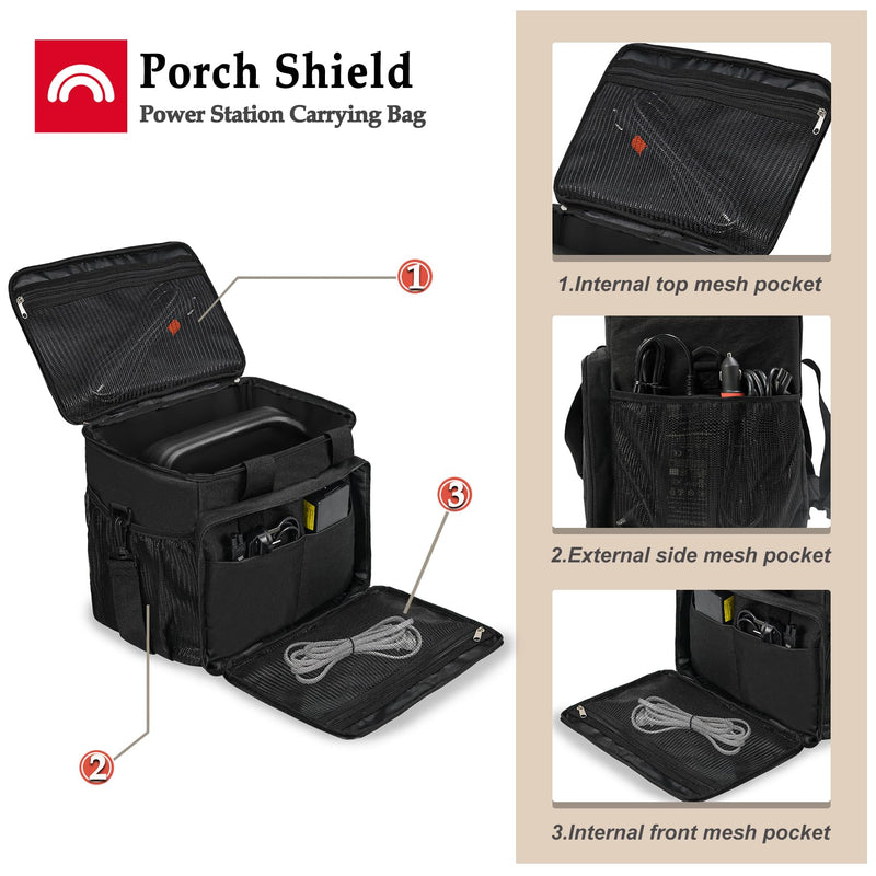Porch Shield Portable Power Station Carrying Storage Bag for Jackery Solar Generator Explorer 500 Power Station Bag-Black Fit 500W