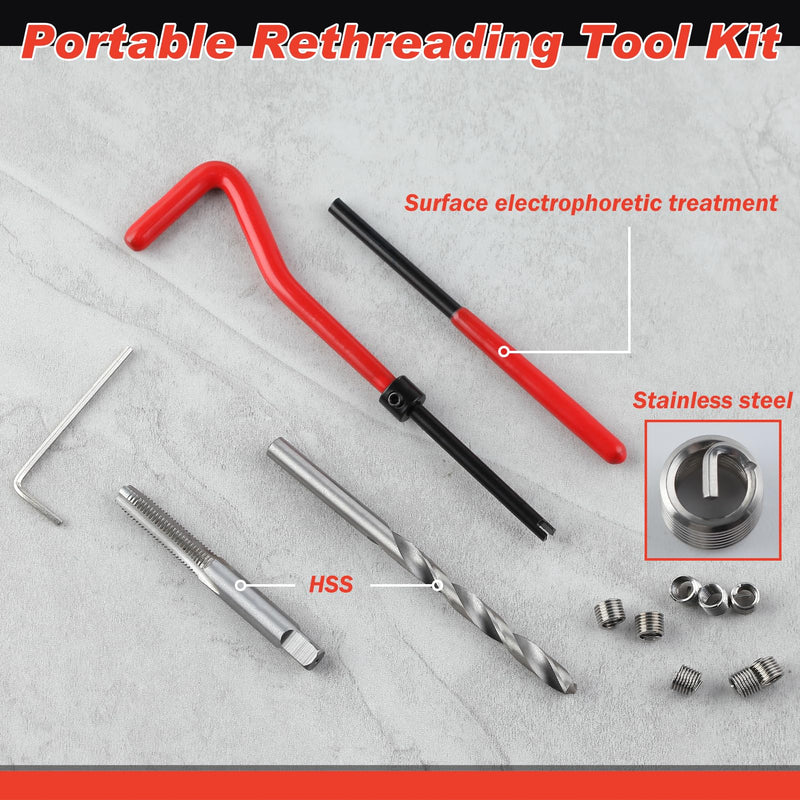 [Australia - AusPower] - 30 Piece M6 x 1.0mm Thread Repair Kit, HSS Drill Helicoil Thread Repair Kit, Metric Bolt Thread Repair Insert Kit Portable Rethreading Tool Kit, Compatible Hand Tool Set for Auto Repairing 