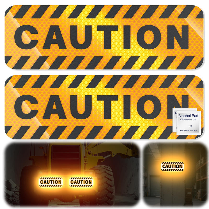 PHIXBEAR 2Pack Reflective Stickers, High-Visibility Caution Labels for Trucks, Vans, Forklifts, Trailers, Warehouse Equipment, Parking Lots & Yards (Black/Yellow)