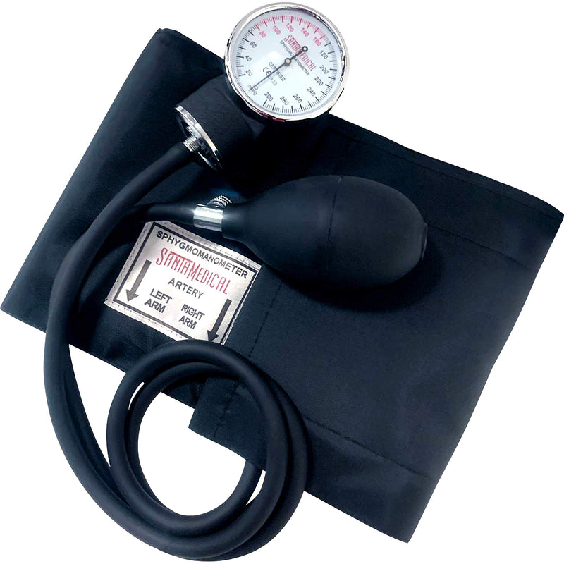 [Australia - AusPower] - Santamedical Adult Deluxe Aneroid Sphygmomanometer - Professional Blood Pressure Monitor with Adult Black Cuff and Carrying case (Light Black) & Santamedical Taylor Percussion Hammer 