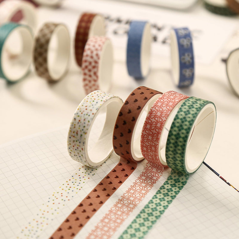 YUBBAEX 40 Rolls Basic Washi Tape Set Cute Printed Patterns Masking Skinny Creative Decorative Tapes for Arts, DIY Crafts, Journals, Planners, Scrapbook, Wrapping (Retroism 2) Retroism 2