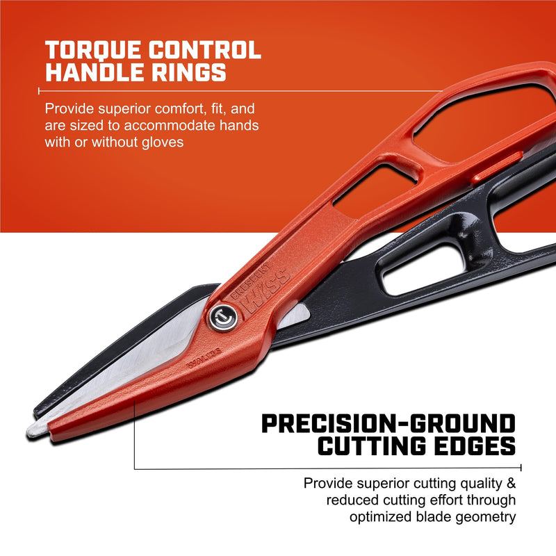 Crescent Wiss Lightweight Aluminum Tinner Snips - Durable Metal Cutter Tool with Torque Control & Adjustable Pivot Bolt - WAL13S - 12" One Size