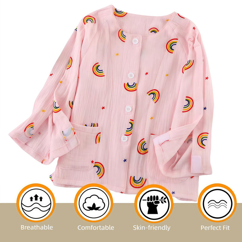 [Australia - AusPower] - WEEOATAR Kids Hospital Gown Clothes for Post Shoulder Surgery Broken Arm Clothing, Full Open, Easy to Wear with Magic Stickers on Both Sides Suitable for Boys and Girls (Pink, 150cm/59.0in) Pink 