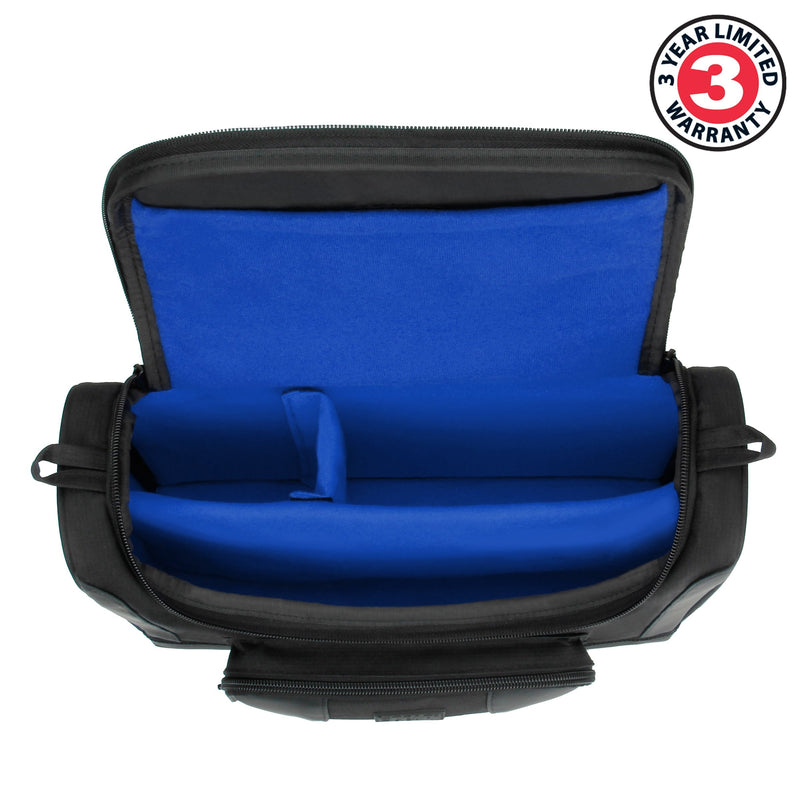 [Australia - AusPower] - USA Gear Compact Tablet Messenger Bag Compatible with Samsung Galaxy Tab S7 11", Lenovo Tab M10 10.3", Samsung Galaxy Tab S6 Lite 10.4" - Shoulder Strap, Padded Adjustable Interior (Blue) Black and Blue 
