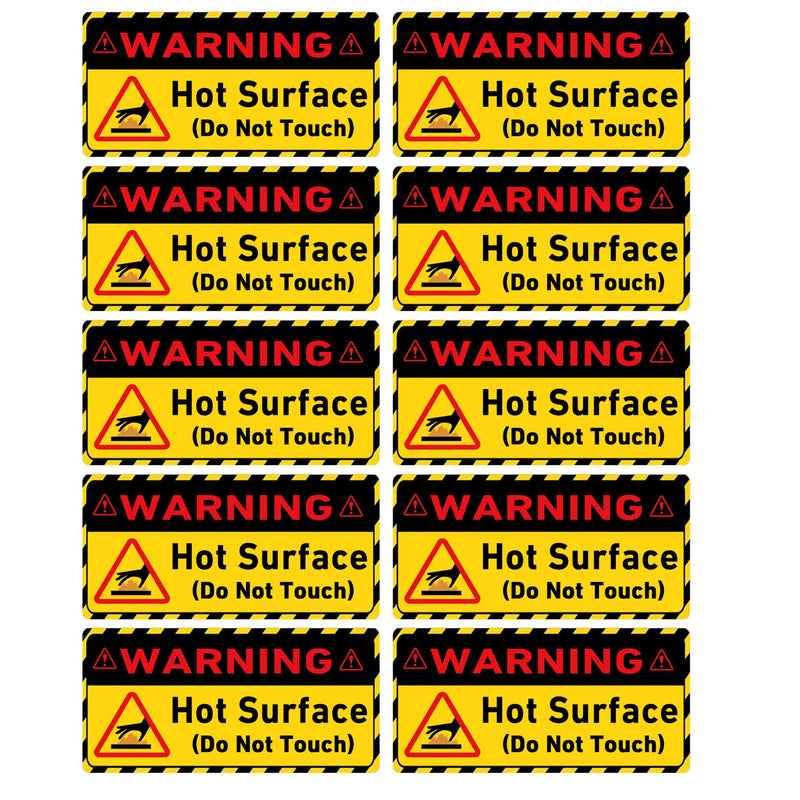 Warning Hot Surface Labels,1 x 2 Inch Caution Hot Surface Warning Stickers, Danger Safety Do Not Touch Sign (500 Pcs)