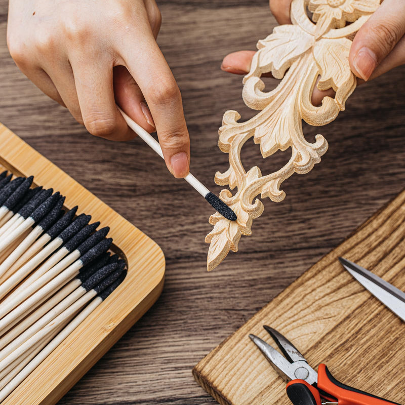 [Australia - AusPower] - 60 Pcs Sanding Sticks Double End Matchsticks Sanding Twigs Fine Detailing Polishing Sticks for Plastic Models Wood Hobby, 120/280 Grit, 5.4 x 0.3 Inch 60 