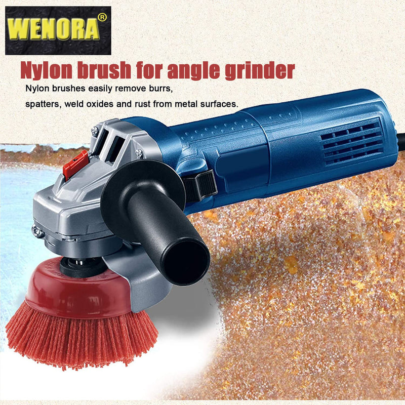 [Australia - AusPower] - Abrasive Filament Nylon Bristle Cup Brush, 4" Nylon Cup Brush for Angle Grinder, 5/8" 11 Thread, 1/4" Drill Arbor-Remove Rust, Removal Rust Paint &Surface Prepping 1 Pack 