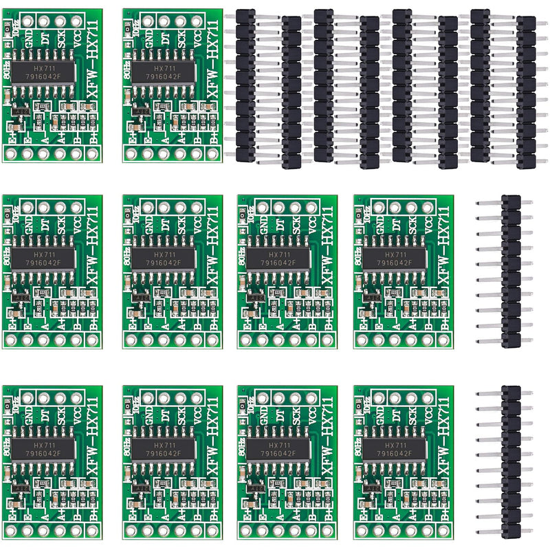 [Australia - AusPower] - HaoDuoQian HX711 Load Cell Amplifier，10Pcs 24-Bit ADC Breakout Weighing Sensor Module for Arduino Microcontroller 