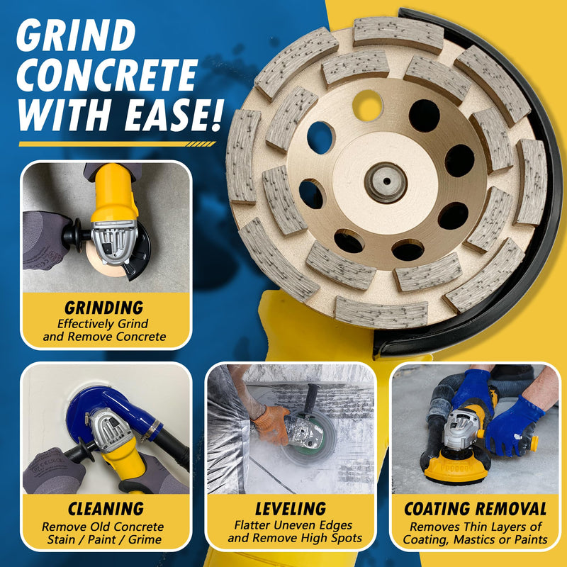 [Australia - AusPower] - 4.5" Diamond Grinding Wheels for Concrete or Masonry, 16 Double Row Segments, 30/40 Grit, Medium Bond, 5/8"-11 Arbor 4.5"- 16 Segs Premium Double Row - 5/8"-11 Arbor 