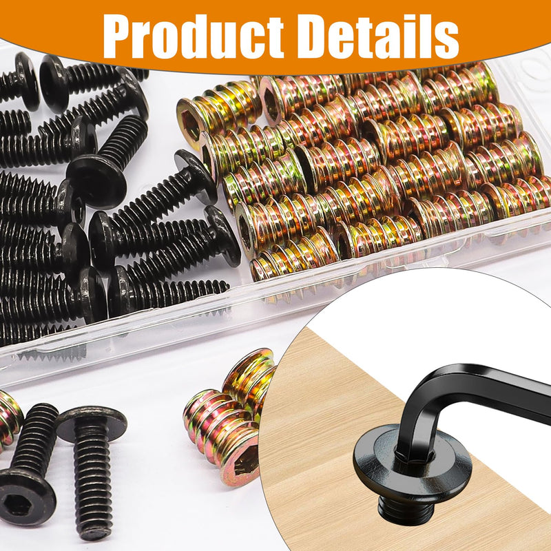 [Australia - AusPower] - Taiss 400PCS Metric Flange Bolt Assortment kit,M6x1.0 Bolt, M8x1.25 Bolt, M10x1.5 Bolt (12mm to 45mm) 10.9 Black zinc Plating Hex Bolts+30 Sets 1/4-20 x 3/4" Furniture Screw Nut Threaded Inserts 