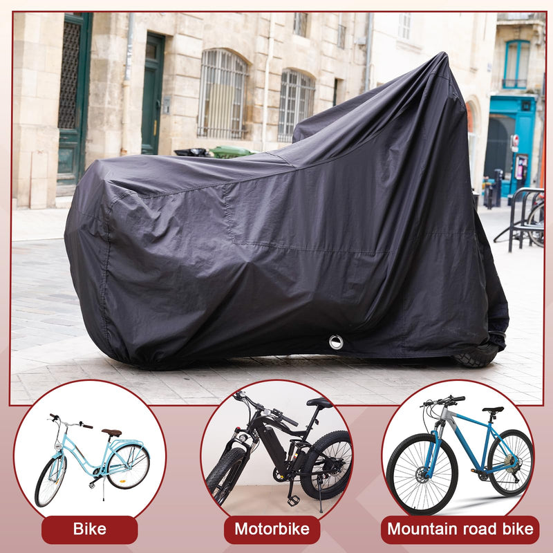 HARFINGTON Bike Cover Waterproof Outdoor 75" Polyester Anti Dust Rain Wind Snow Bicycle Covers with Lock Holes Windproof Buckle Storage Bag for Mountain Road Bike, Black Lake Green 75"
