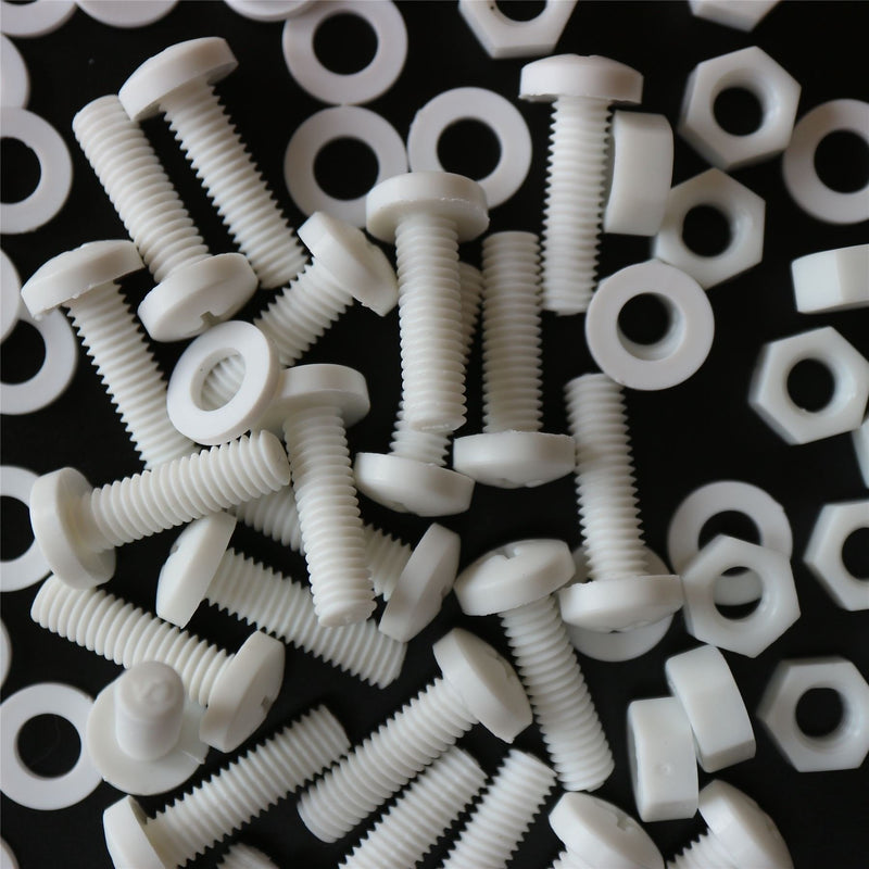 [Australia - AusPower] - 50 x White Pan Head Screw Polypropylene (PP) Plastic nuts and bolts, M6 x 20mm, Chemical Resistant, Water Resistant, Anti Corrosion, M6 x 20mm, (15/64 x 25/32 in) 