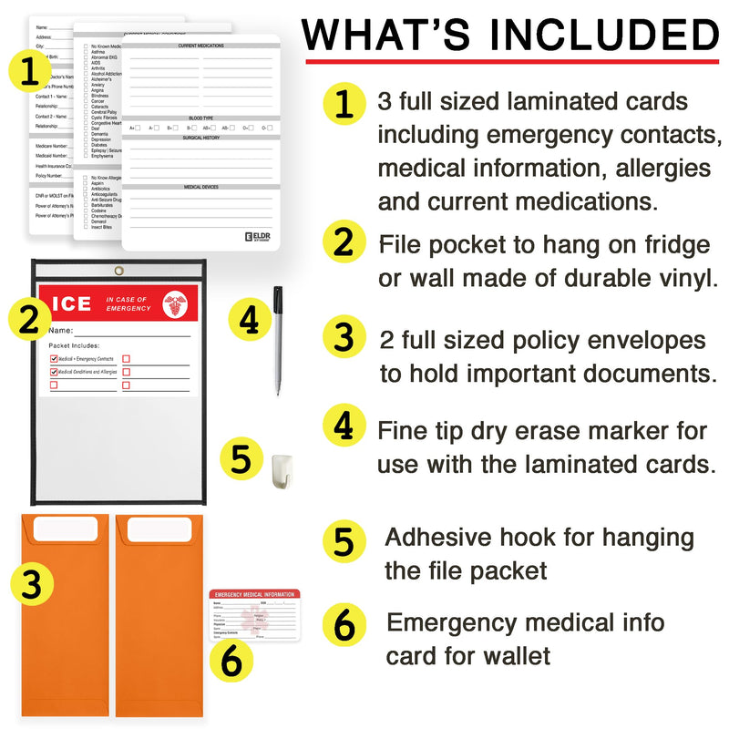 [Australia - AusPower] - Medical Information for First Responders EMT's, In Case of Emergency File for Fridge, For Elderly, Seniors, Alzheimer's Dementia, Medical Alert, Emergency Contact ID, medication list 