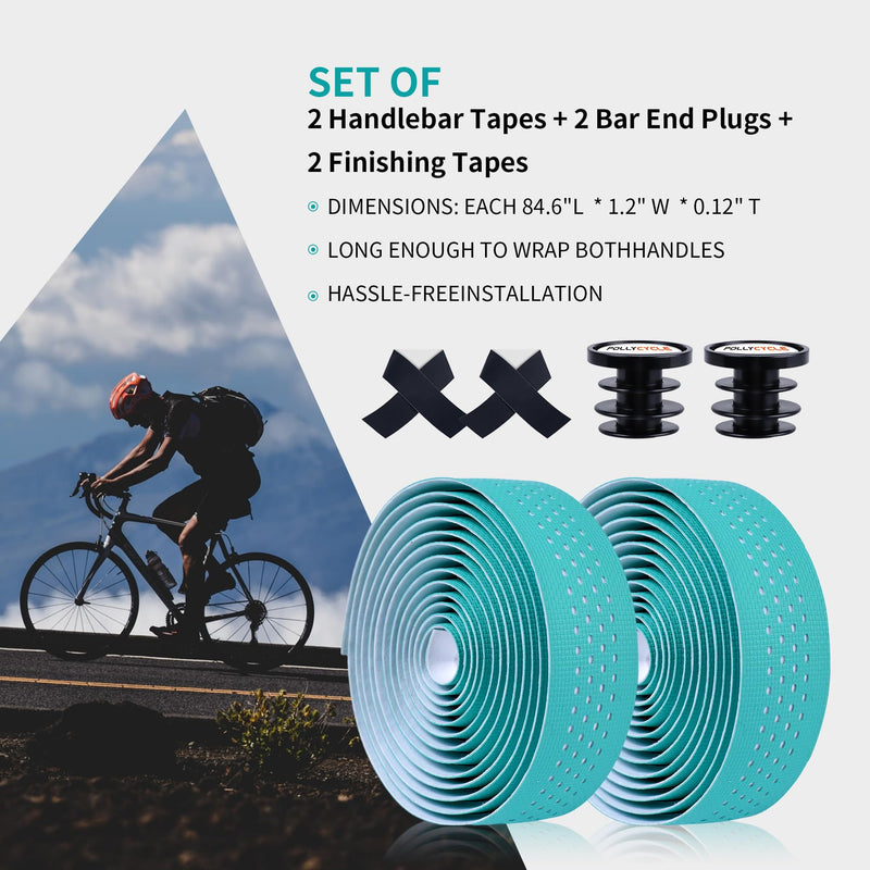 Non-Slip Stain-Resistant Bike Handlebar Tape – Shock Absorbing Silicone & EVA, Breathable Durable Grip for Road & Mountain Bikes (Bianchi Green-White, Set of 2) Bianchi Green-White