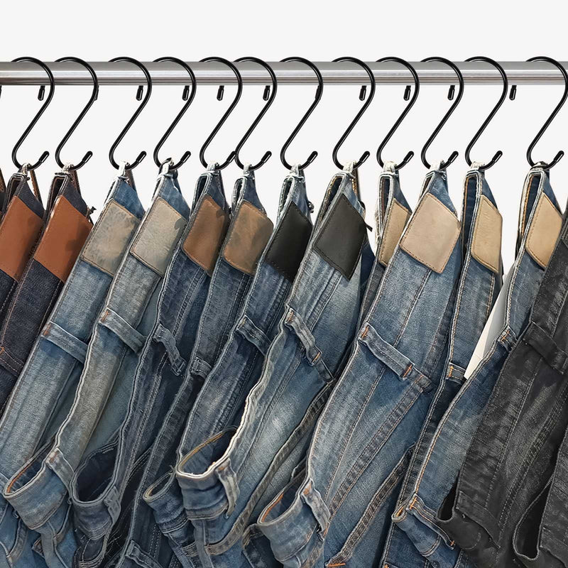 [Australia - AusPower] - DINGEE 6 Inch 24 Pack Large S Hooks for Hanging Plants,Vinyl Coated Heavy Duty S Hooks for Hanging Non Slip S Hanger Hooks Steel Metal with Rubber Stopper Closet Hooks,Clothes,Jeans,Pot Pan Garden 6 inch -24 Pack Black 