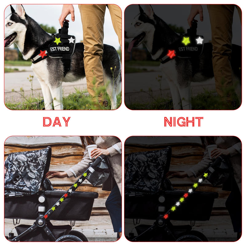 Abeillo 30Pcs Warning Reflective Stickers - 3 Colors Safety Reflective Sticker Waterproof Reflector Sticker Reflective Tape Sticker for Vehicle, Bicycles, Motorcycles, Clothing(Star) Star