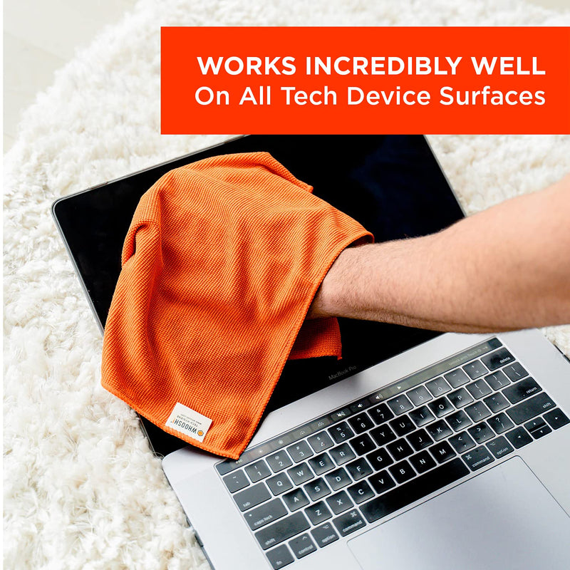 [Australia - AusPower] - WHOOSH! Microfiber Cleaning Cloth, 3 Pack, Glasses and Screen Cleaning Cloth, Suitable for TV, Car Screen, Computer, Laptop, iPad, MacBook, Smart Phone, Monitor, Watches (14”x14”), Orange 