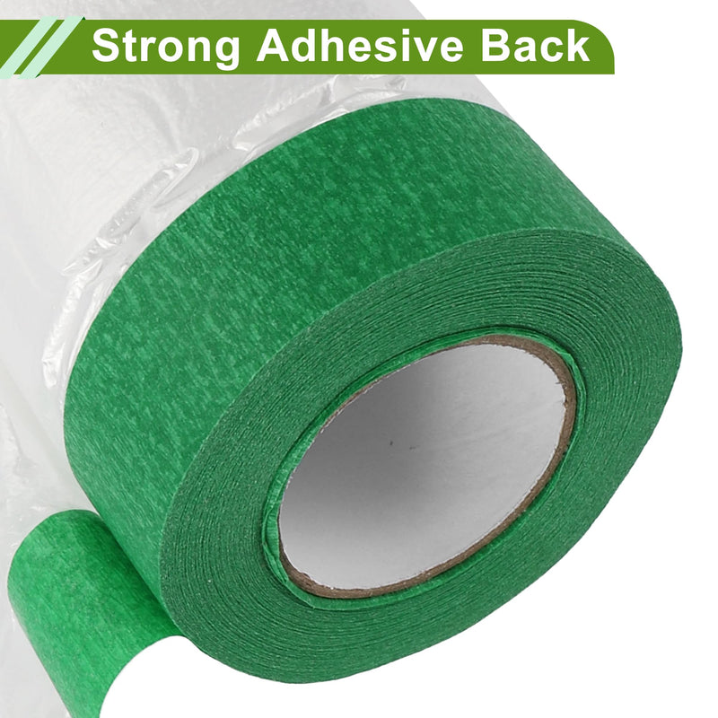Pre-Taped Masking Film Plastic Cover PE Film Natural Fiber Material 1 Pc 1200x240cm / 39.37ftx94.49" White Dark Green 39.37FT x 94.49"