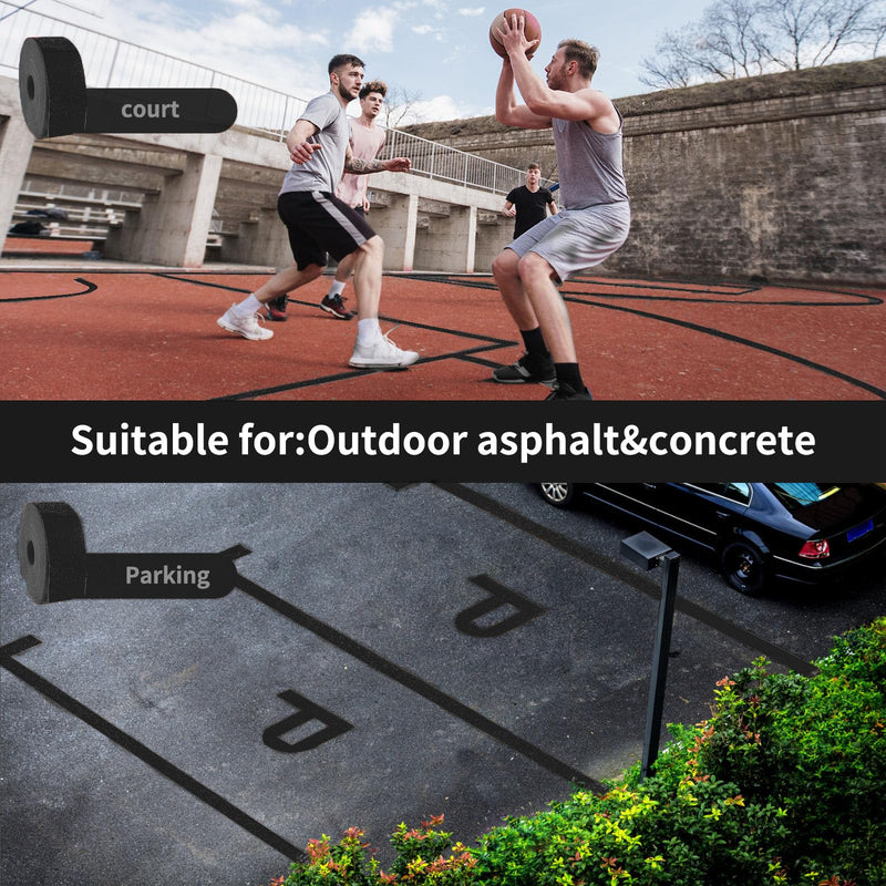 Pavement Marking Tape Slip-Resistant and Durable, Heavy-Duty Rubber Base for Outdoor Applications, Perfect for Driveways, Walkways, and Parking Areas (Black, 2 Inch X 18 Feet) Black