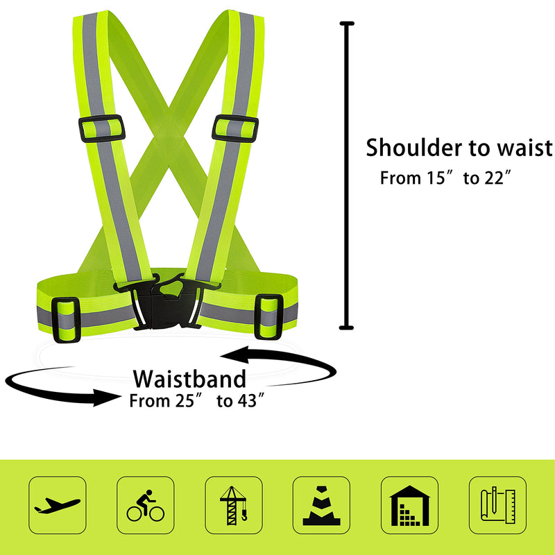 DUSKCOVE 2 Pack Hi Vis Safety Vests - Adjustable Bright Neon Color High Visibility Reflective Safety Straps Gear for Traffic Control, Running, Cycling Yellow