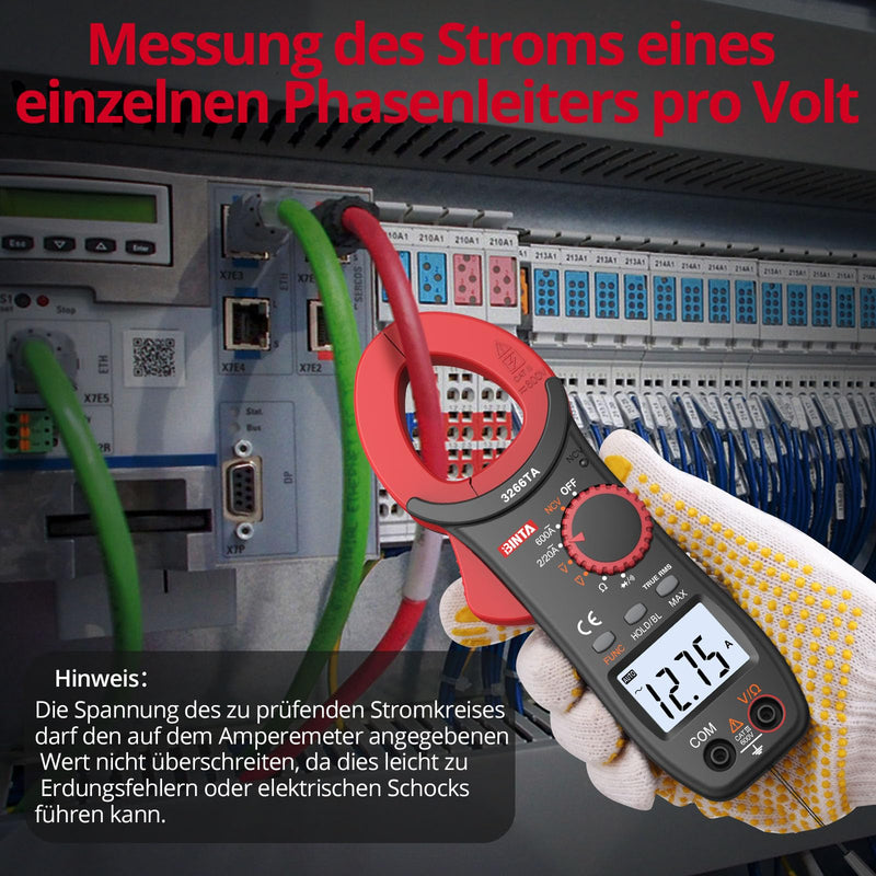 BINTA Current Clamp 600A 2000 Counts TRMS Auto Ranging AC/DC Current | Digital Current Meter Clamp Meter with LED Backlight AC/DC for Voltage Current Resistance Diodes NCV 2,000 count