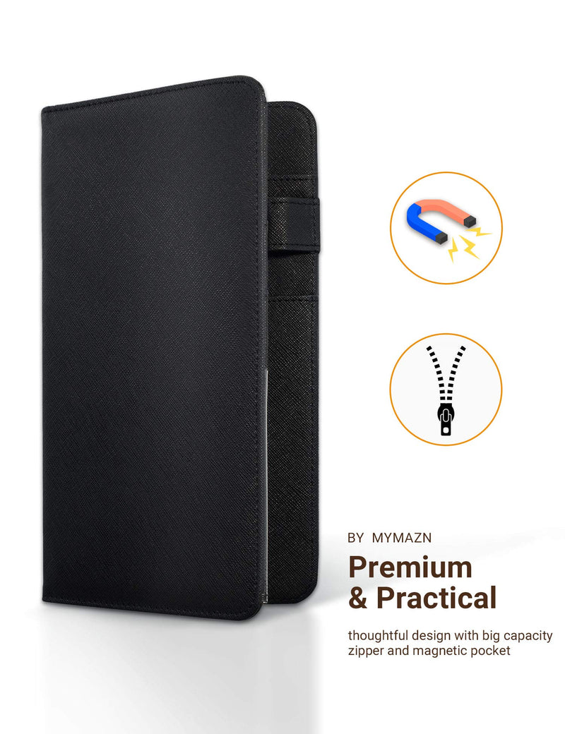 [Australia - AusPower] - Mymazn 5 X 9 Server Book for Waitress with Magnetic Closure, Zipper Pocket and Pen Holder (Black) Black 