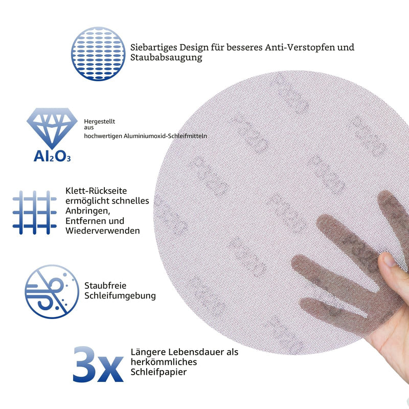SALI Sanding Mesh Diameter 225 mm Pack of 10 Sanding Discs Grit 120 Discs Self-Adhesive Sanding Sheets Sandpaper for Drywall Sanders Giraffe Sanders Wall Sanders Ceiling Sanders 120 grit 10.0