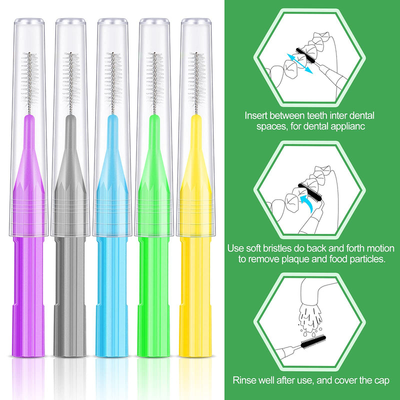 [Australia - AusPower] - 250 Pieces Braces Flossers Interdental Brush for Cleaner Tooth Toothpick Dental Teeth Flossing Head Oral Dental Hygiene Cleaning Tool Soft Dental Picks Refill Toothpick Cleaners (Bright Color) Bright Color 