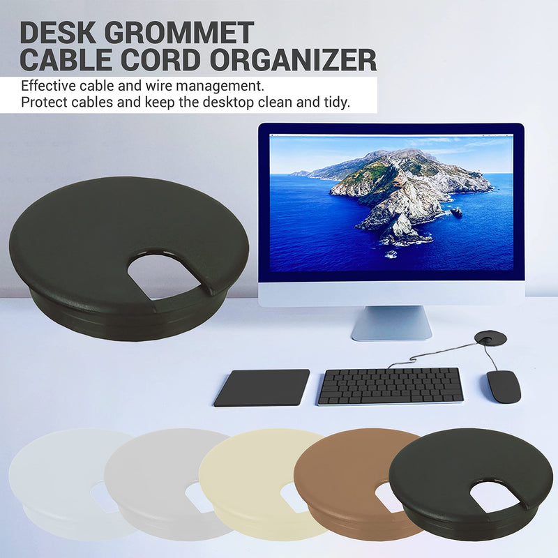 [Australia - AusPower] - 5 Pack Rok Hardware 3" (76mm) Black Round Computer Desk Table Port Wire Cable Cord Organizer Hole Cover Grommet, ROKRG3BLK 3" 5 