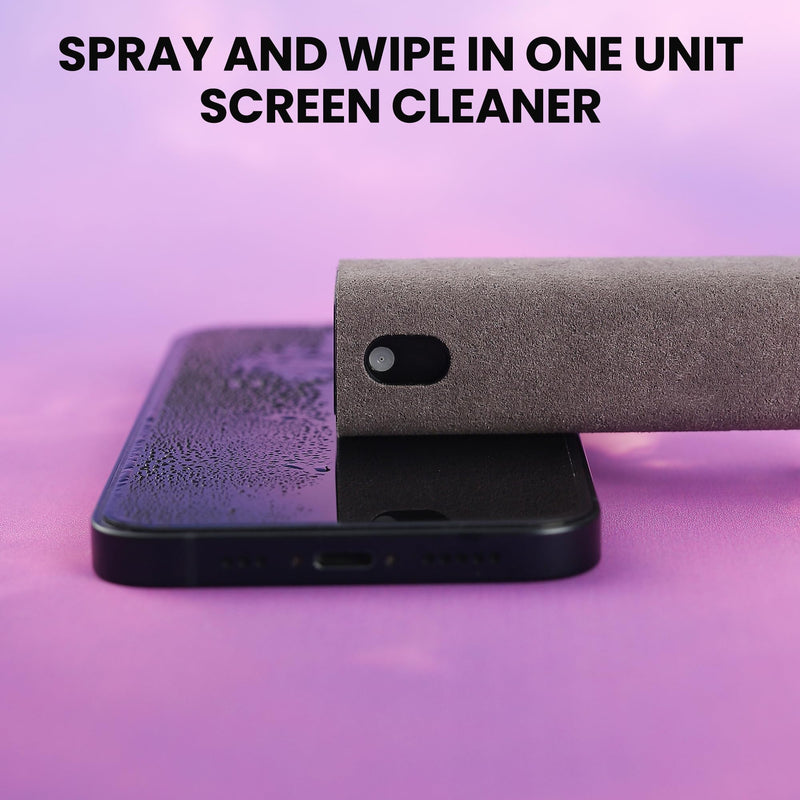 [Australia - AusPower] - 2 Pcs Screen Cleaner Kit, 3-in-1 Touchscreen Mist Cleaner Spray Bottle Tool & Microfiber Cloth for Phone/Laptop/Tablet/TV/Monitor/Car Screens(Pink+Grey) 2 Pcs-Pink+Grey 