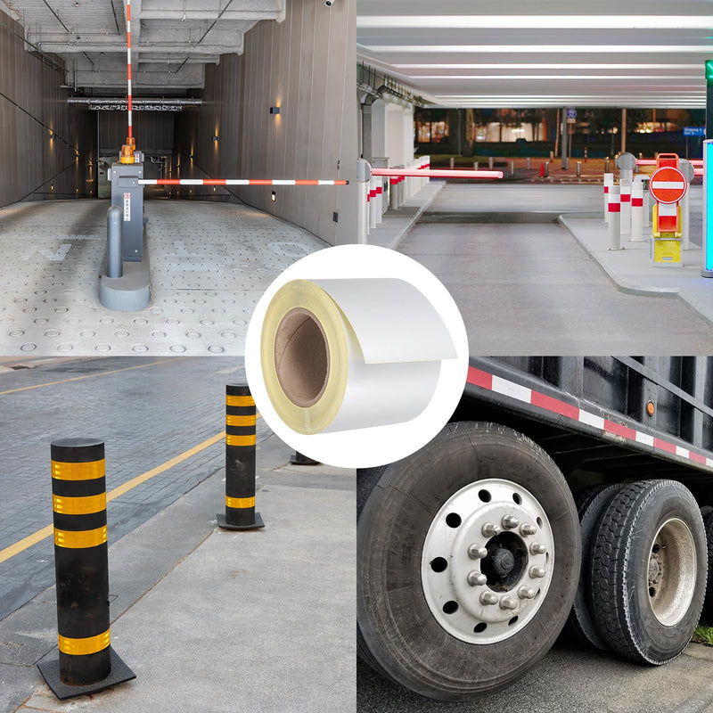 PATIKIL Reflective Tape, 1 Roll 4 Inch x 150 Ft Waterproof Adhesive High Visibility Caution Warning Safety Tape Reflector for Trucks Trailers Cars, White 4 IN x 150 FT