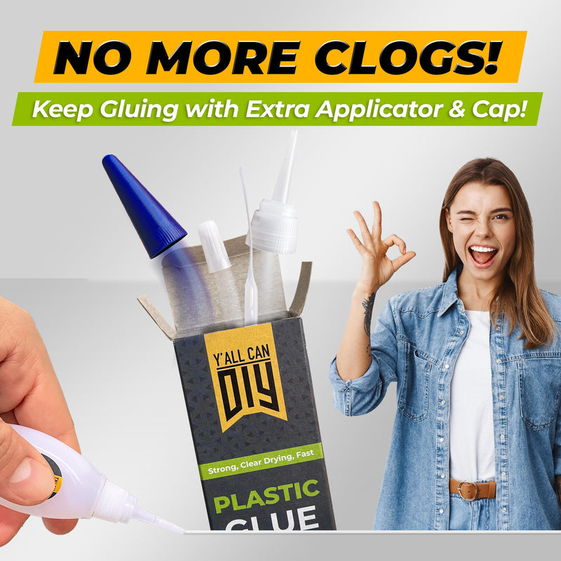 [Australia - AusPower] - Y'allCanDiy Super Glue for Plastic .76 oz, Heavy Duty Plastic Model Glue for Legos and Miniature. Plastic Glue Adhesive for PLA, 3D Printing, Toys, Car, ABS, PVC, DIY Hobby Models Craft Kit Bonding 1 Pack 