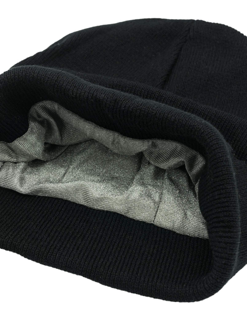 [Australia - AusPower] - Halsa EMF Protection Hat, Faraday Beanie. Anti Radiation, EMF RF Radiation Shielding Silver Fabric Lined. One Size Black 
