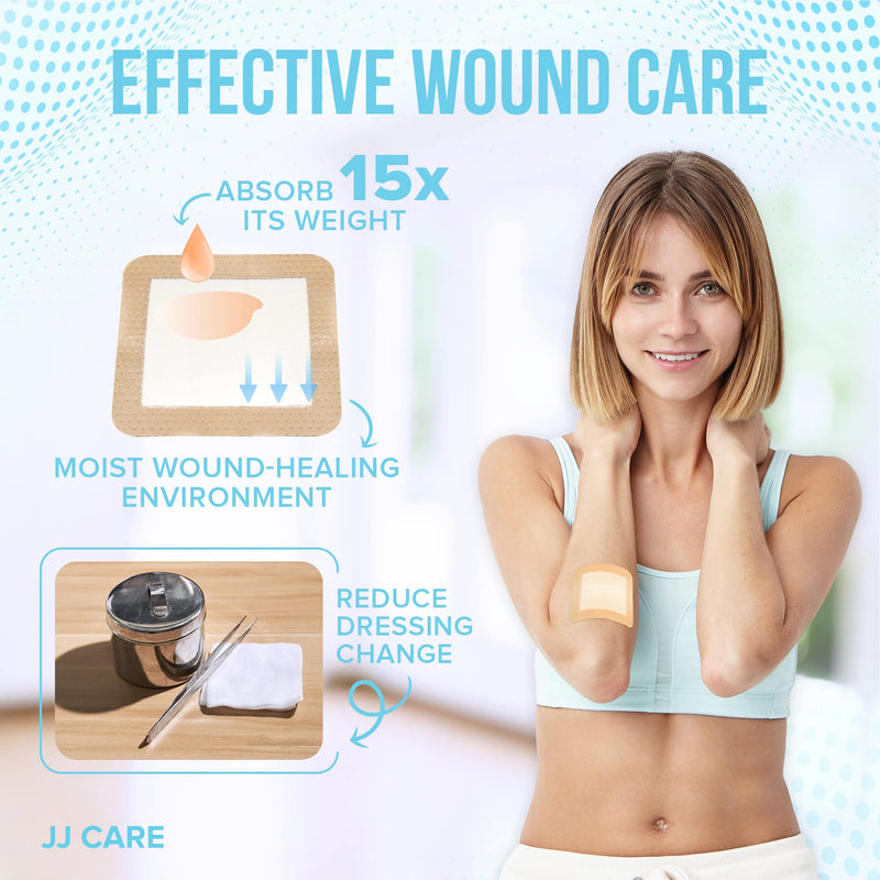 [Australia - AusPower] - JJ CARE Silicone Foam Dressing 3x3 [Pack of 10], Silicone Bandages for Wounds, Waterproof Wound Dressing with Adhesive Border, Absorbent Bed Sore Bandages for Wound Care 3" x 3" (Pack 10) 