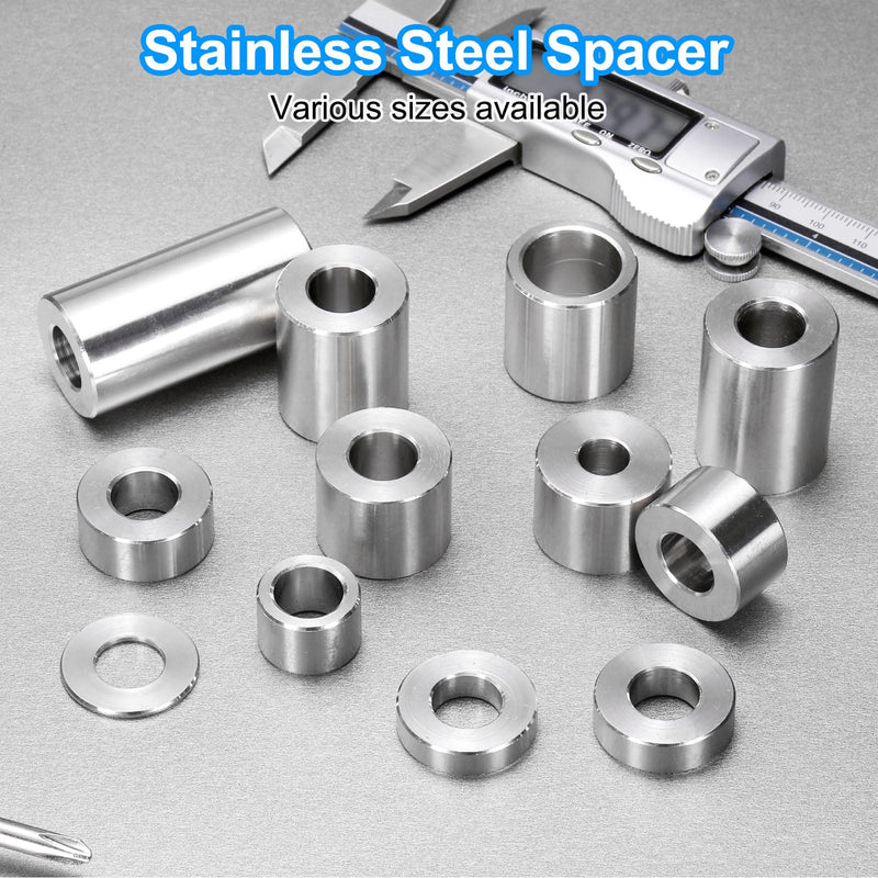 uxcell 5pcs Stainless Steel Spacer 1/2" Bore x 1" OD x 1-7/16" Length Screw Bushing Plain Finish Round Metal Spacer for M12 Screws Bolts and Rods 1/2" x 1" x 1-7/16"