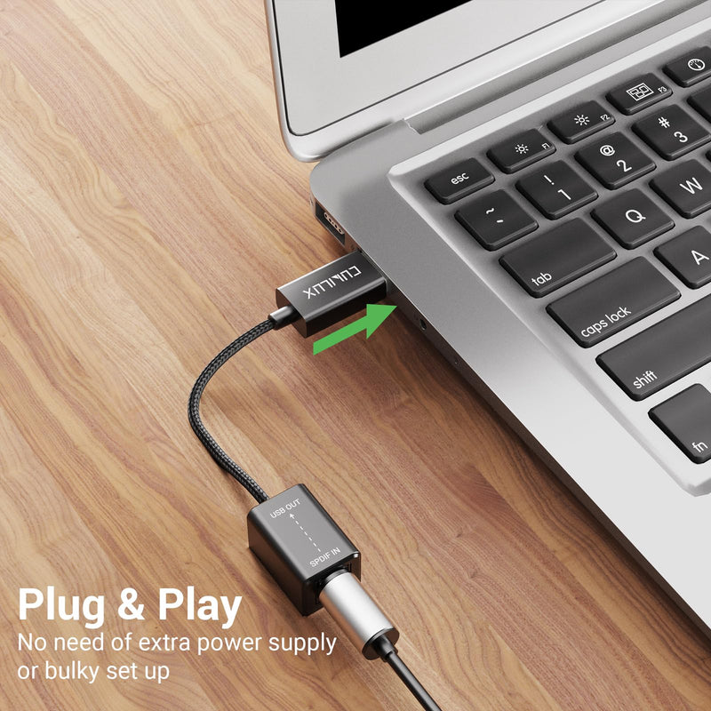 [Australia - AusPower] - Cubilux USB A SPDIF Input Adapter for PC [Stereo Recording ONLY, NOT for Playing Audio] USB Optical Line-in Dongle, Toslink to USB Receiver, USB A SDPIF RX Interface Suitable for Laptop Computer 