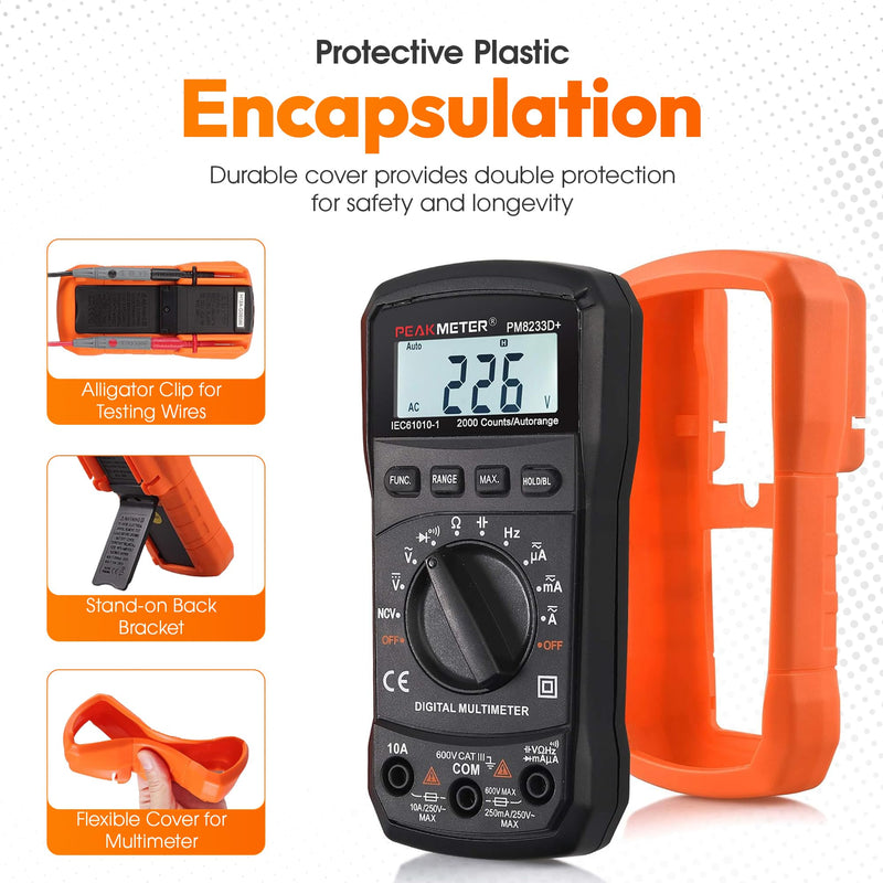 [Australia - AusPower] - GroundLuxe Auto-Ranging Digital Multimeter – Best and Easiest Multimeter for Testing grounding Sheets and Mats, Instructions Included, Large Backlit LCD, Continuity Testing 