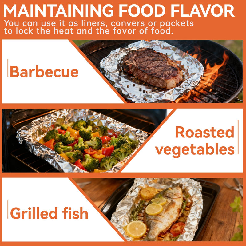 Aluminum Foil Roll, 12in x 190ft Aluminum Foil, Thick Strong Tin Foil with Cutter, Food Safe Cling Wrap for Cooking, Baking, Roasting, Grilling, Freezer Storage