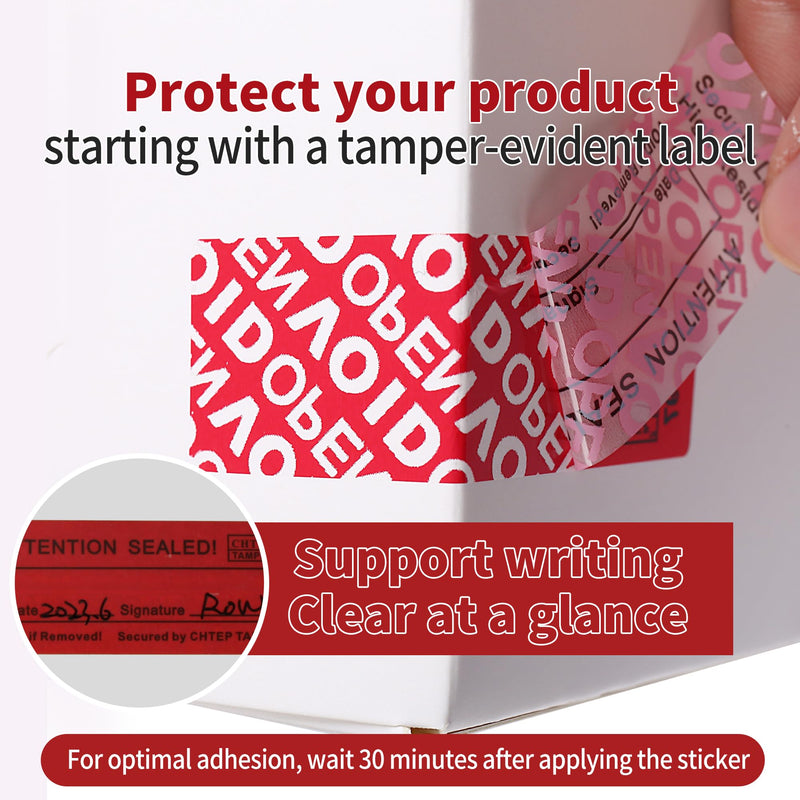 ChtepTamper Tamper-Evident Security Labels, Red, 0.8x2.4 inches | 100 Pieces Total Transfer, Serial Number, Goods Shipping, Privacy Protection 0.8 * 2.4inch