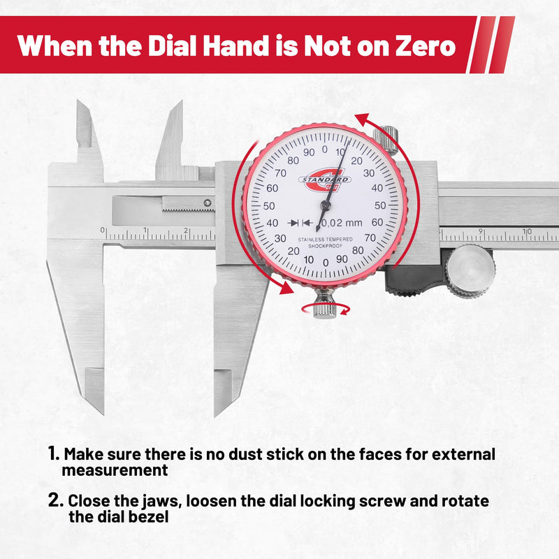 [Australia - AusPower] - Metric Dial Caliper Measuring Tool 0-150mm Range, Analog Precision Caliper ±0.02mm Accuracy, Manual Mechanical Metal Stainless Steel Measuring Dial with 4-Way Measurements Metric 